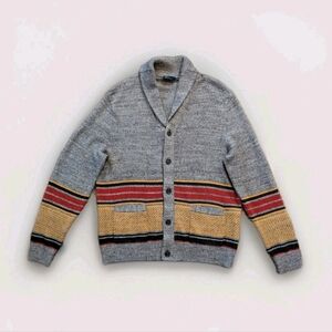 Gap Mens Blanket Stripe Shawl Collar Cardigan Sweater XXL Ski Retro Grandpa Boho